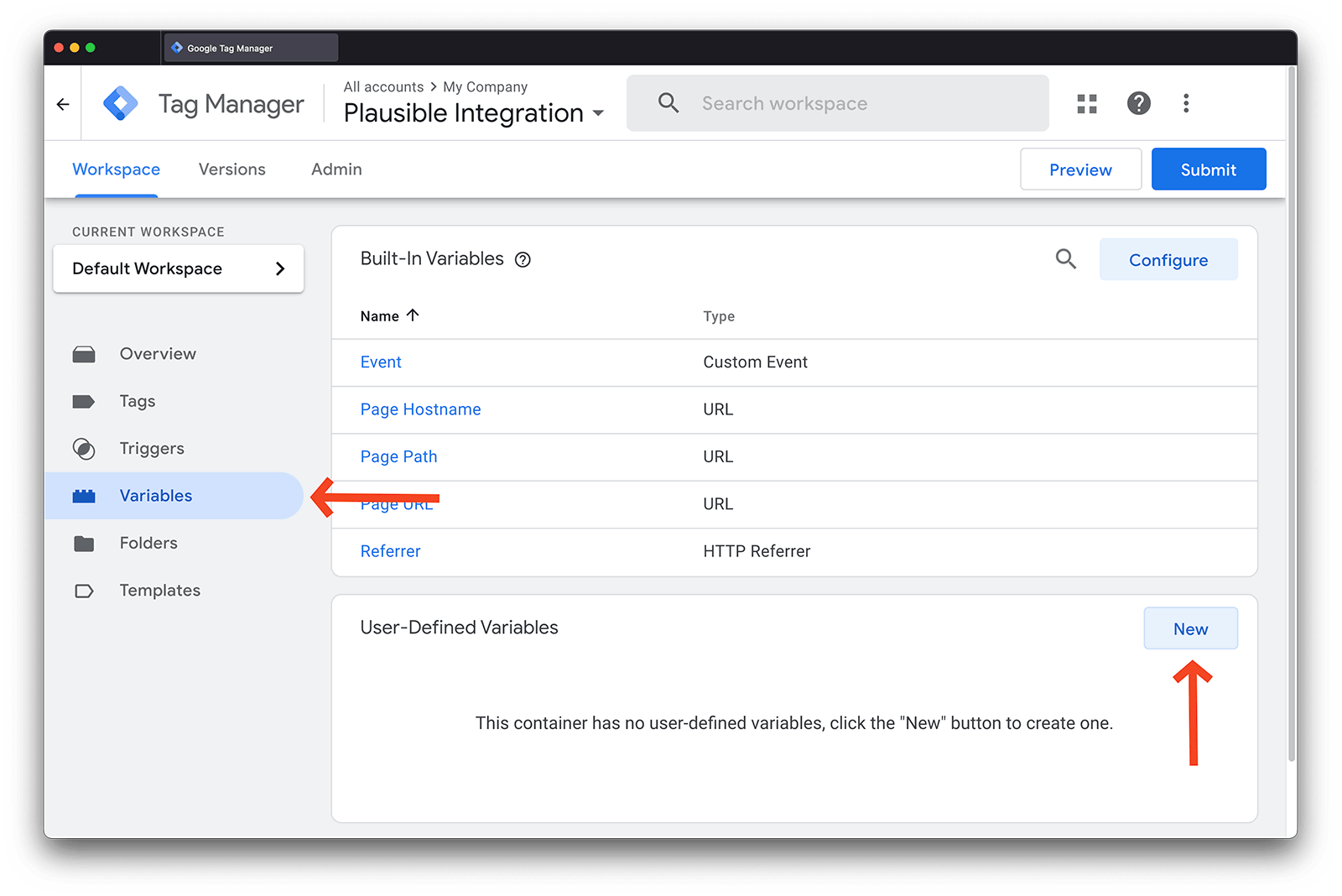 Create new GTM Variable 